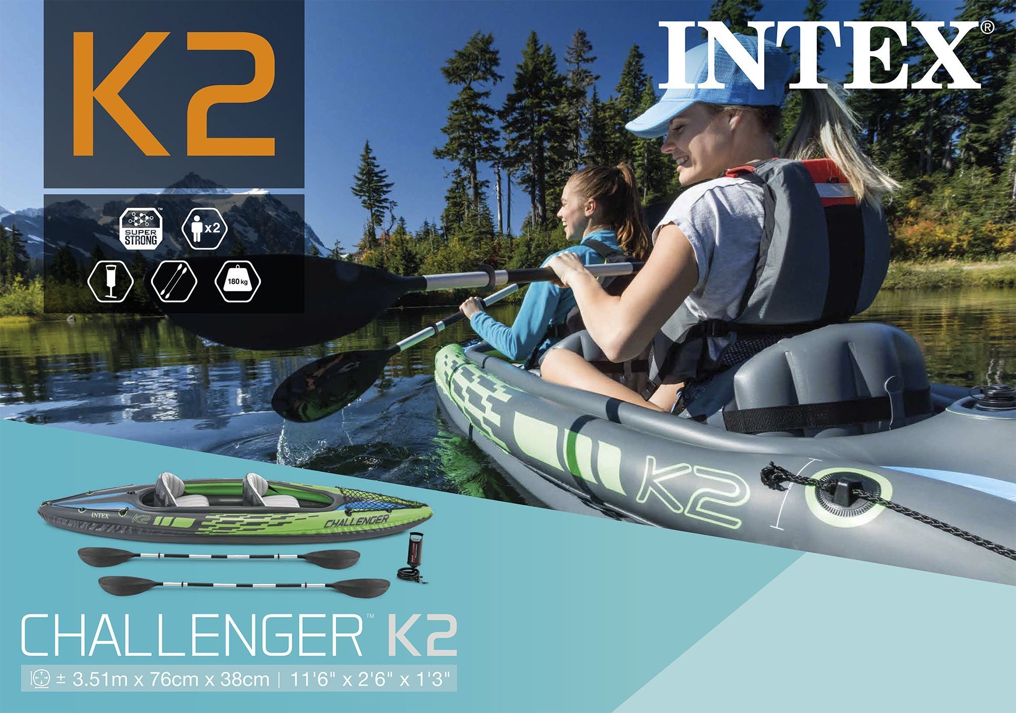Intex Challenger K2 68306 Şişme Kano – 2 Kişilik (351 × 76 × 38 cm) 11 Intex Challenger K2 68306 Şişme Kano – 2 Kişilik (351 × 76 × 38 cm) - Görsel 9